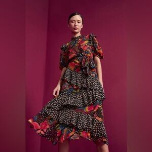 NWT Farm Rio Black Toucanfly Midi Dress Size Small